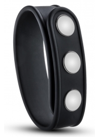 Черное эрекционное кольцо на кнопках - Blush Novelties - в Копейске купить с доставкой