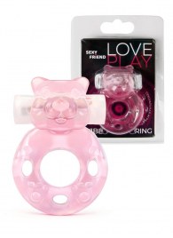 Розовое эрекционное виброкольцо в форме мишки - 1137 - в Копейске купить с доставкой