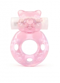 Розовое эрекционное виброкольцо в форме мишки - 1137 - в Копейске купить с доставкой