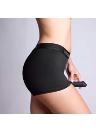 Черные трусики-боксеры для фиксации насадок Strap-on-me Harness Lingerie Allure - size L - Strap-on-me - купить с доставкой в Копейске