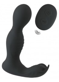 Черная анальная пробка с вибрацией, вращением и пультом ДУ RC Butt Plug with 2 Functions - Orion - в Копейске купить с доставкой