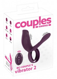 Фиолетовая насадка на член с клиторальным отростком и пультом ДУ RC Couple’s Vibrator 2 - Orion - в Копейске купить с доставкой