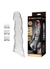 Прозрачный фаллоудлинитель с 3 вставками - 28 см. - Baile - в Копейске купить с доставкой