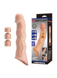 Телесный фаллоудлинитель с 3 вставками - 28 см. - Baile - в Копейске купить с доставкой