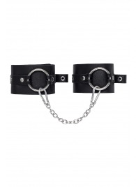 Черные оковы из толстой кожи с люверсами - Pecado - купить с доставкой в Копейске