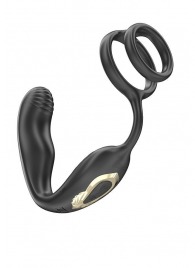 Черная анальная пробка с вращением и эрекционными кольцами - Ibiza - в Копейске купить с доставкой