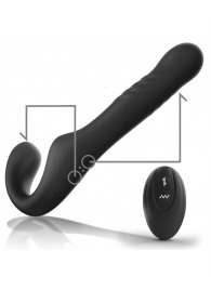 Черный безремневой страпон с вибрацией и возвратно-поступательными движениями - 24 см. - Ibiza - купить с доставкой в Копейске