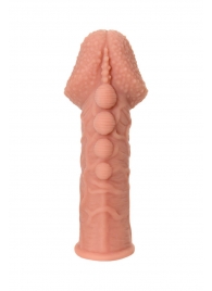 Насадка на фаллос с пузыриками, венками и ребристостью - 14,7 см. - KOKOS - в Копейске купить с доставкой