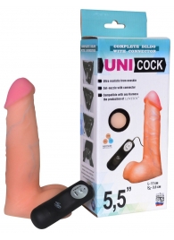 Фаллическая насадка Харнесс UNICOCK 5,5  с вибрацией - 17 см. - LOVETOY (А-Полимер) - купить с доставкой в Копейске
