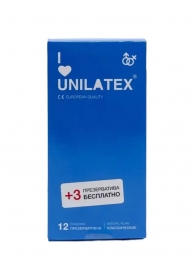 Классические презервативы Unilatex Natural Plain - 12 шт. + 3 шт. в подарок - Unilatex - купить с доставкой в Копейске