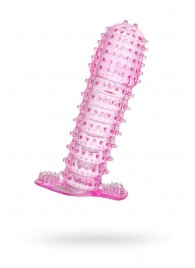 Гелевая розовая насадка с шипами - 12 см. - Toyfa Basic - в Копейске купить с доставкой