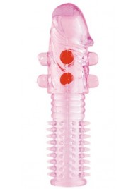 Гелевая розовая насадка с шариками и шипами - 14 см. - ToyFa - в Копейске купить с доставкой
