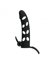 Чёрная закрытая насадка на пенис с вибрацией - 15,2 см. - Baile - в Копейске купить с доставкой