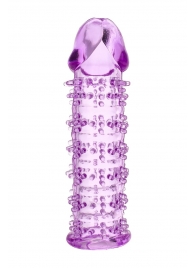 Гелевая фиолетовая насадка на фаллос с шипами - 12 см. - Toyfa Basic - в Копейске купить с доставкой