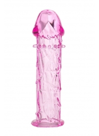 Гладкая розовая насадка с усиками под головкой - 12,5 см. - Toyfa Basic - в Копейске купить с доставкой