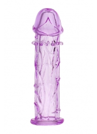 Гладкая фиолетовая насадка с усиками под головкой - 12,5 см. - Toyfa Basic - в Копейске купить с доставкой