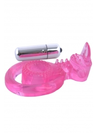 Розовая вибронасадка со стимулятор клитора   Язычок - Toyfa Basic - в Копейске купить с доставкой