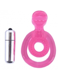 Розовая вибронасадка со стимулятор клитора   Язычок - Toyfa Basic - в Копейске купить с доставкой