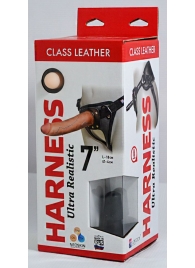 Насадка-фаллоимитатор на кожаных трусиках Harness Ultra Realistic 7  - 18 см. - LOVETOY (А-Полимер) - купить с доставкой в Копейске