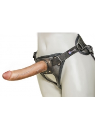 Насадка-фаллоимитатор на кожаных трусиках Harness Ultra Realistic 7  - 18 см. - LOVETOY (А-Полимер) - купить с доставкой в Копейске