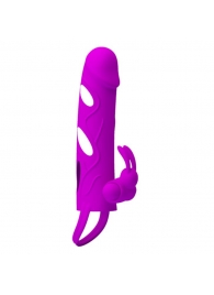 Лиловая вибронасадка на пенис с подхватом мошонки - Baile - в Копейске купить с доставкой