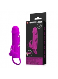 Лиловая вибронасадка на пенис с подхватом мошонки - Baile - в Копейске купить с доставкой
