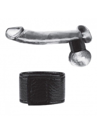 Чёрная утяжка на мошонку 1  Velcro Ball Stretcher - BlueLine - купить с доставкой в Копейске