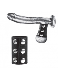 Чёрная утяжка на кнопках 100% PVC STRAP WITH METAL SNAP - BlueLine - купить с доставкой в Копейске