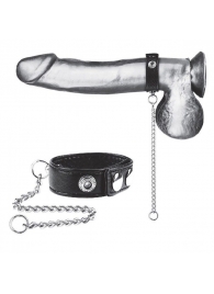 Утяжка на пенис с поводком Snap Cock Ring With 12  Leash - BlueLine - купить с доставкой в Копейске