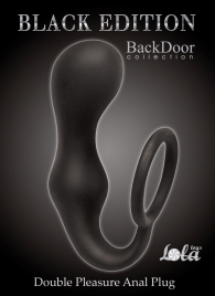 Чёрное эрекционное кольцо с анальной пробкой Double Pleasure Anal Plug - Lola Games - в Копейске купить с доставкой