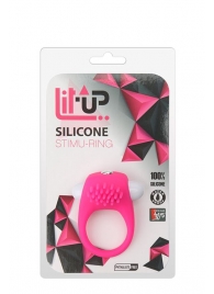 Розовое эрекционное кольцо с щеточкой LIT-UP SILICONE STIMU RING 5 - Dream Toys - в Копейске купить с доставкой