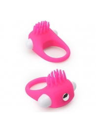 Розовое эрекционное кольцо с щеточкой LIT-UP SILICONE STIMU RING 5 - Dream Toys - в Копейске купить с доставкой