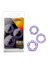 Набор из 3 фиолетовых эрекционных колец Stay Hard Beaded Cockrings - Blush Novelties - в Копейске купить с доставкой