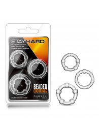 Набор из 3 прозрачных эрекционных колец Stay Hard Beaded Cockrings - Blush Novelties - в Копейске купить с доставкой