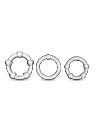 Набор из 3 прозрачных эрекционных колец Stay Hard Beaded Cockrings - Blush Novelties - в Копейске купить с доставкой