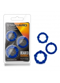 Набор из 3 синих эрекционных колец Stay Hard Beaded Cockrings - Blush Novelties - в Копейске купить с доставкой