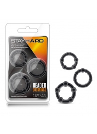 Набор из 3 чёрных эрекционных колец Stay Hard Beaded Cockrings - Blush Novelties - в Копейске купить с доставкой