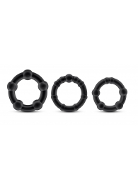 Набор из 3 чёрных эрекционных колец Stay Hard Beaded Cockrings - Blush Novelties - в Копейске купить с доставкой