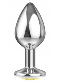 Малая серебристая анальная пробка Diamond Yellow Sparkle Small с жёлтым кристаллом - 7 см. - Lola Games - купить с доставкой в Копейске