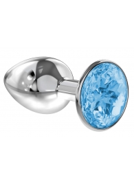 Малая серебристая анальная пробка Diamond Light blue Sparkle Small с голубым кристаллом - 7 см. - Lola Games - купить с доставкой в Копейске