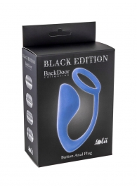 Синее эрекционное кольцо с анальной пробкой Button Anal Plug - Lola Games - в Копейске купить с доставкой