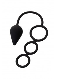 Тройное эрекционное кольцо с анальным хвостом Drop M-size - Erotist Adult Toys - в Копейске купить с доставкой