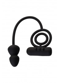 Чёрное эрекционное кольцо с вибропулькой и анальным хвостом - Erotist Adult Toys - в Копейске купить с доставкой