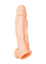 Телесная насадка на пенис с фиксацией мошонки - 18,5 см. - ToyFa - в Копейске купить с доставкой