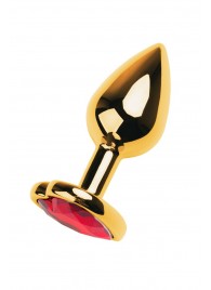 Золотистая анальная пробка с кристаллом-сердцем - 7,5 см. - ToyFa - купить с доставкой в Копейске