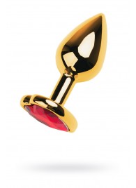 Золотистая анальная пробка с кристаллом-сердцем - 7,5 см. - ToyFa - купить с доставкой в Копейске