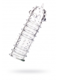 Прозрачная насадка на пенис TOYFA A-Toys с ребрами и точками - 15,3 см. - A-toys - в Копейске купить с доставкой