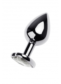 Серебристая анальная пробка с прозрачным кристаллом-сердцем - 8 см. - ToyFa - купить с доставкой в Копейске