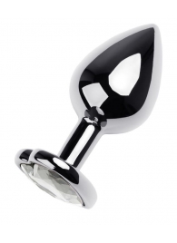 Серебристая анальная пробка с прозрачным кристаллом-сердцем - 8 см. - ToyFa - купить с доставкой в Копейске