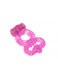 Розовое эрекционное кольцо Rings Treadle с подхватом - Lola Games - в Копейске купить с доставкой